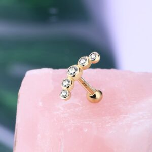 MeIighting 14K Gold Helix Earrings 16G Clear CZ Cartilage Earrings Tragus Piercing Earrings Stud Earring Body Piercing Jewelry