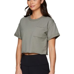 RBX Active Women's Crop Top Cotton Short Sleeve Yoga Cropped T-Shirt BFT Sage XL