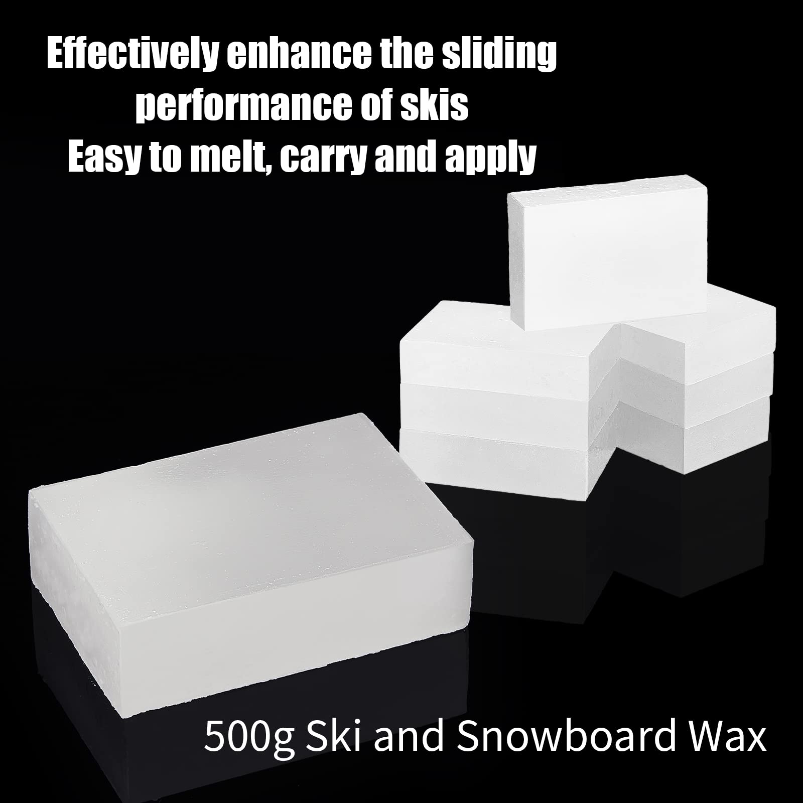 Tondiamo All Temp Snowboard Wax Snow Block with Acrylic Snowboard Wax Scraper 500g Ski Wax Bar Snow Board Wax White Snowboarding Wax Downhill Ski Tuning Kit Snowboard Accessories