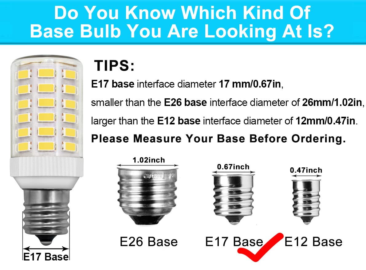 Frigidaire Freezer Light Bulb Replacement E17 Intermediate Base Compatible with Kenmore Refrigerator Replace 5304517886 KEI D28A KEL2811 KEI D28M Daylight White 5W Compact Bright Lighting, 2 Pack