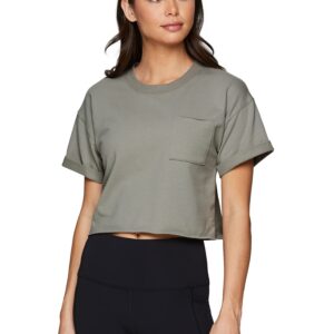 RBX Active Women's Crop Top Cotton Short Sleeve Yoga Cropped T-Shirt BFT Sage XL