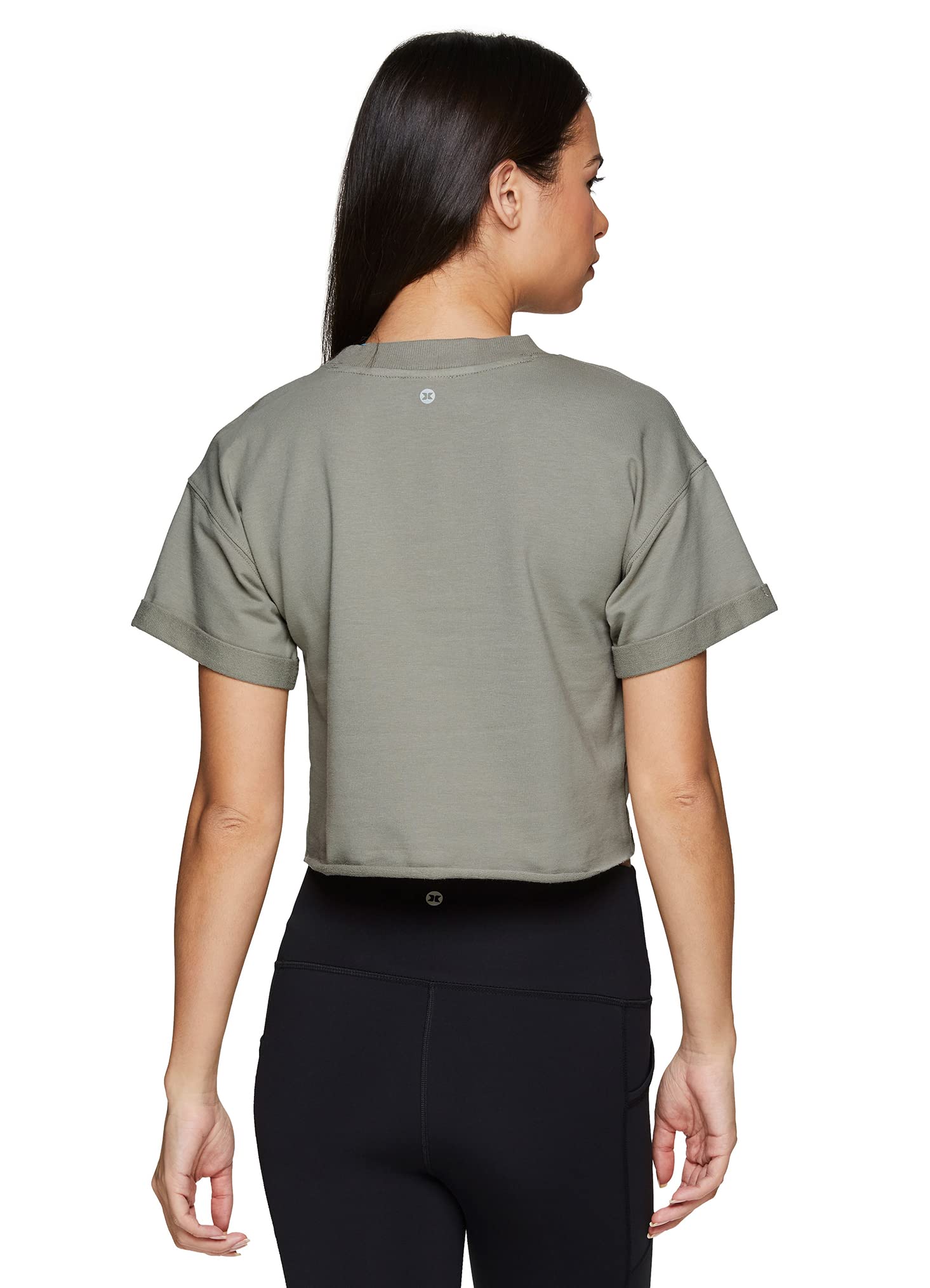 RBX Active Women's Crop Top Cotton Short Sleeve Yoga Cropped T-Shirt BFT Sage XL