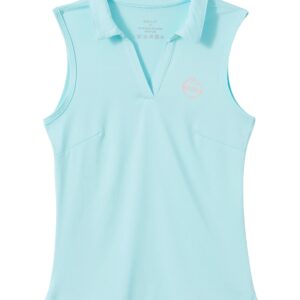 Willit Girls' Sleeveless Polo Shirts Golf Tennis Polo Lightweight Shirts Quick Dry Light Blue M