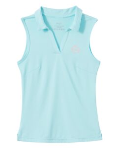 willit girls' sleeveless polo shirts golf tennis polo lightweight shirts quick dry light blue l