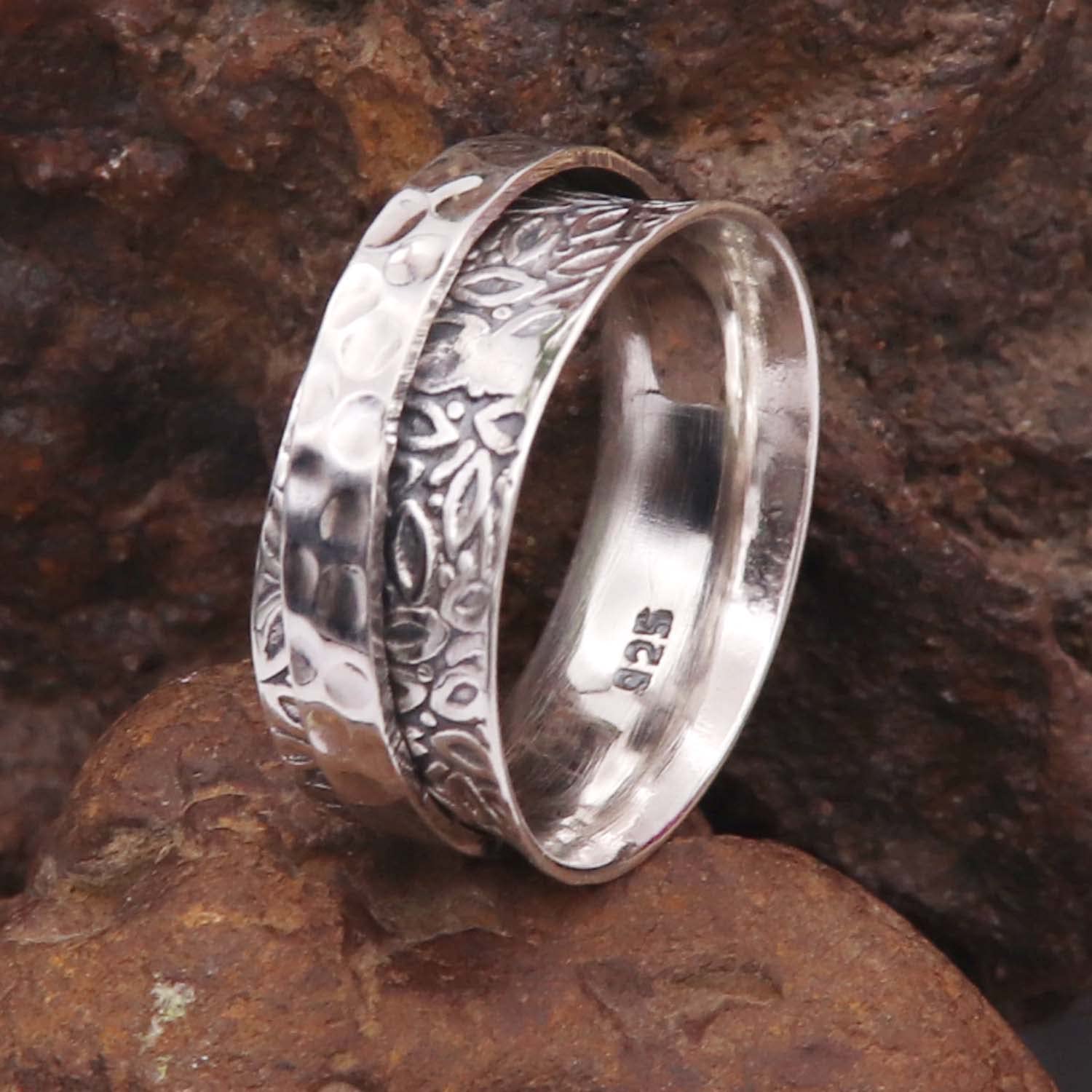 Silver Ring 925 Sterling Silver Spinner Maditation Band Beautiful Ring All Size Men Women Ring Gift Item Statement Handmade Jewelry Ring Goyal Jewels GESR37 (US-9)