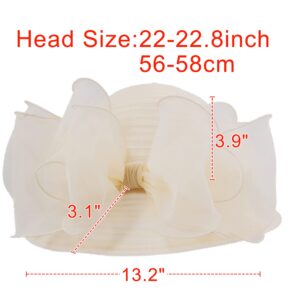 Bellady Women Organza Hat Derby Fascinator, Lady Tea Party Wedding Bridal Hat, UV Protection Wide Brim Sun Hats, Beige