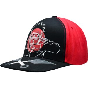 Naruto Baseball Hat, Jutsu Daggers Design Adult Snapback Cap with Flat Brim, Red/Black, One Size