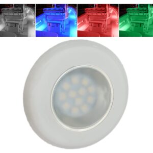 Wave One Marine | Flush Mount 3" RGBW Internal Driver LED Courtesy Boat Light | RV Accent | Interior Exterior Deck Transom Cockpit T Top | Waterproof IP67 (White Bezel)