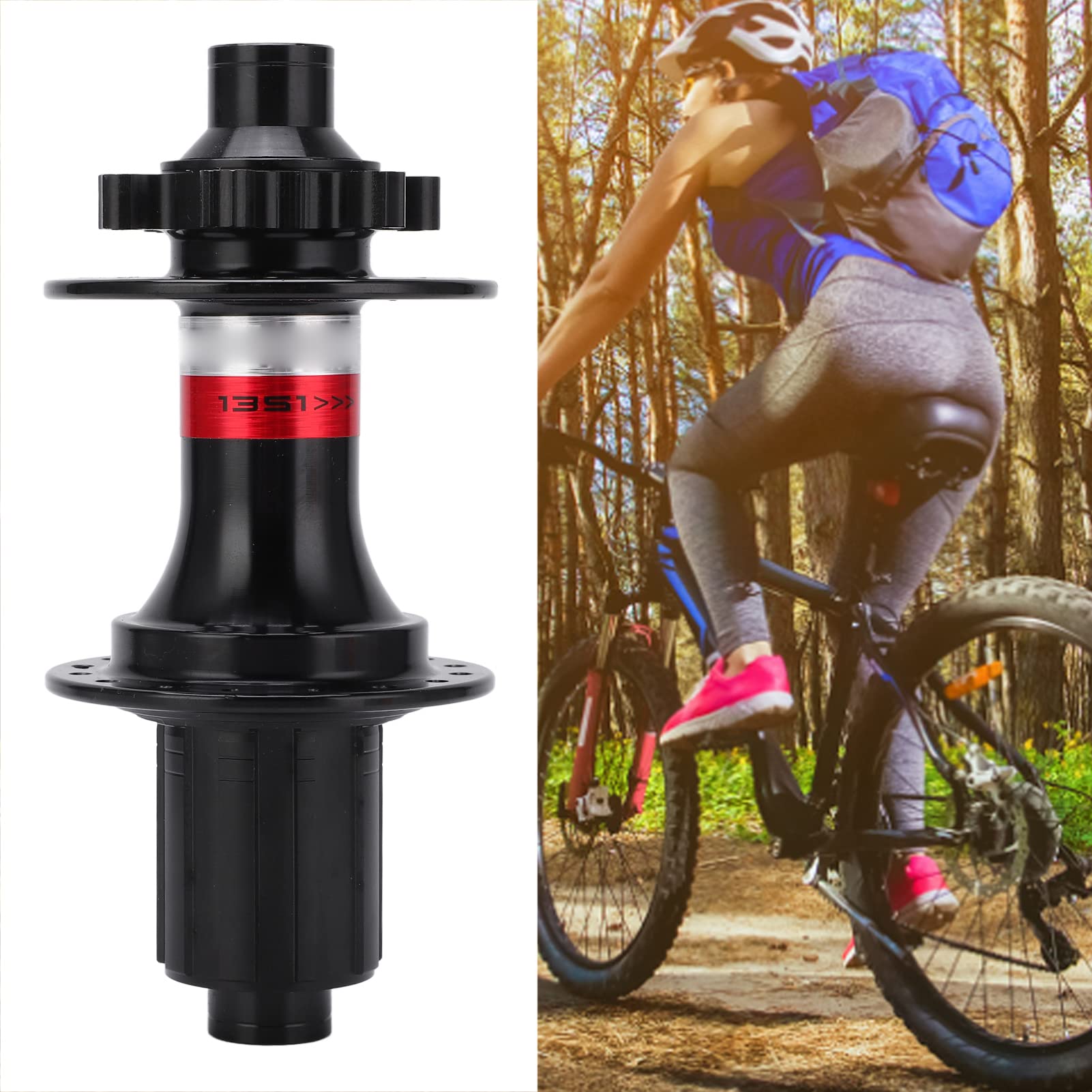 Mountain Bike Rear Hub, CNC 48x12mm Disc Brake Hubs Wear Resistant Aluminum Alloy for Mountain