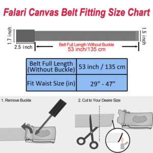 Falari Canvas Web Belt Fully Adjustable Cut to Fit Golf Belt Flip Top Silver Buckle - White