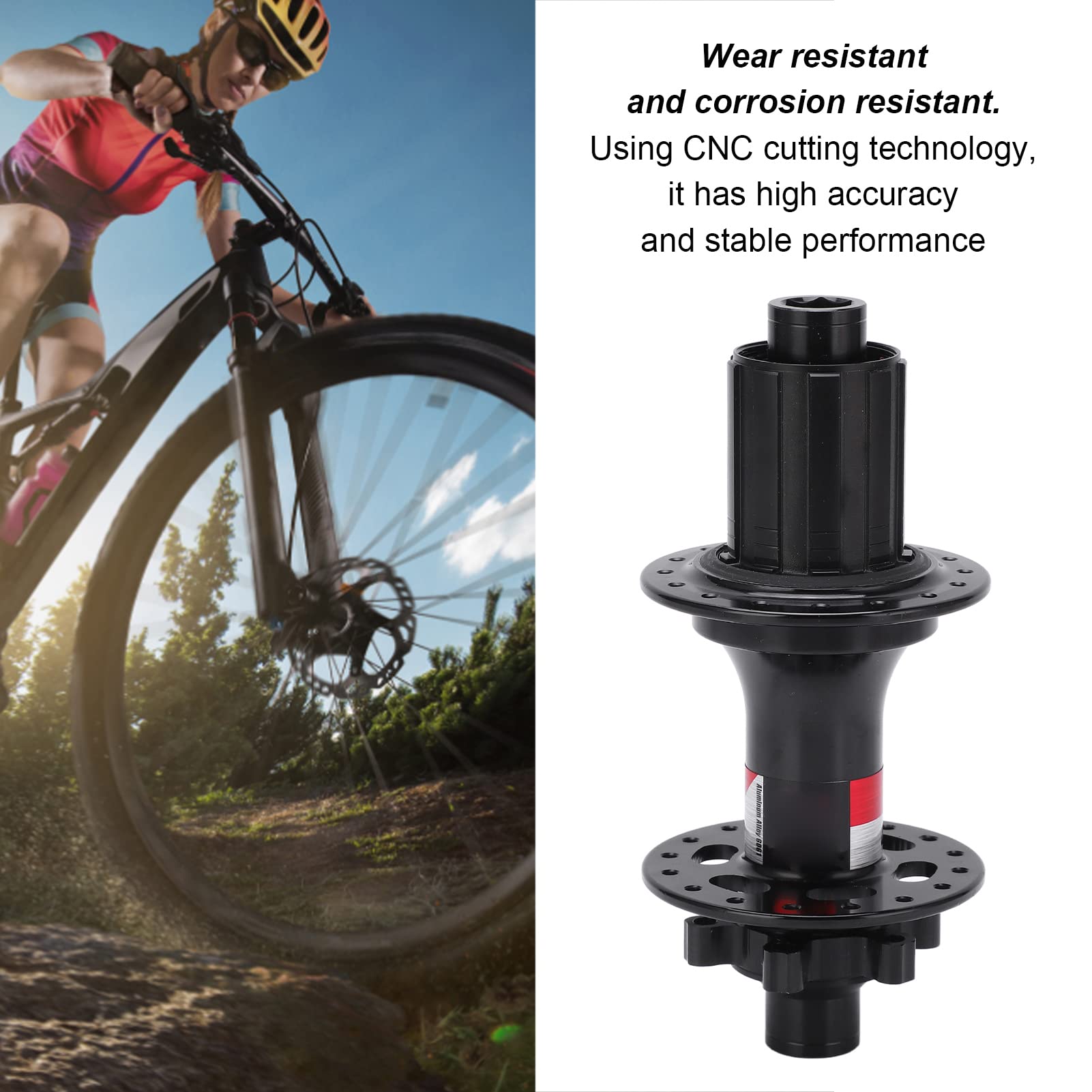 Mountain Bike Rear Hub, CNC 48x12mm Disc Brake Hubs Wear Resistant Aluminum Alloy for Mountain