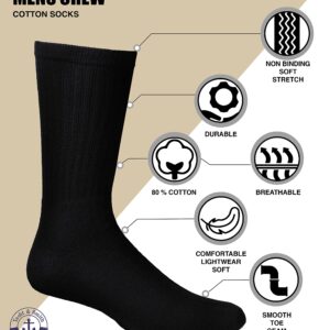 Yacht & Smith 12 Pairs Mens Cotton Crew Socks, Solid, Athletic Sports Socks, Valuepack