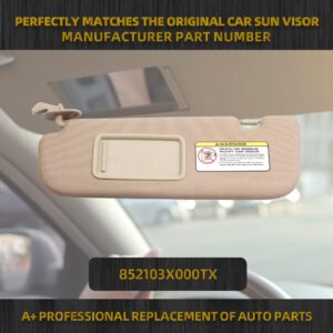 Dasbecan Beige Left Driver Side Sun Visor Compatible with Hyundai Elantra 2011 2012 2013 2014 2015 Replaces# 852103X000TX