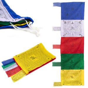 tibetan prayer flags vertical - outdoor decoration hand printed flags, handmade in nepal multicolor dharchok