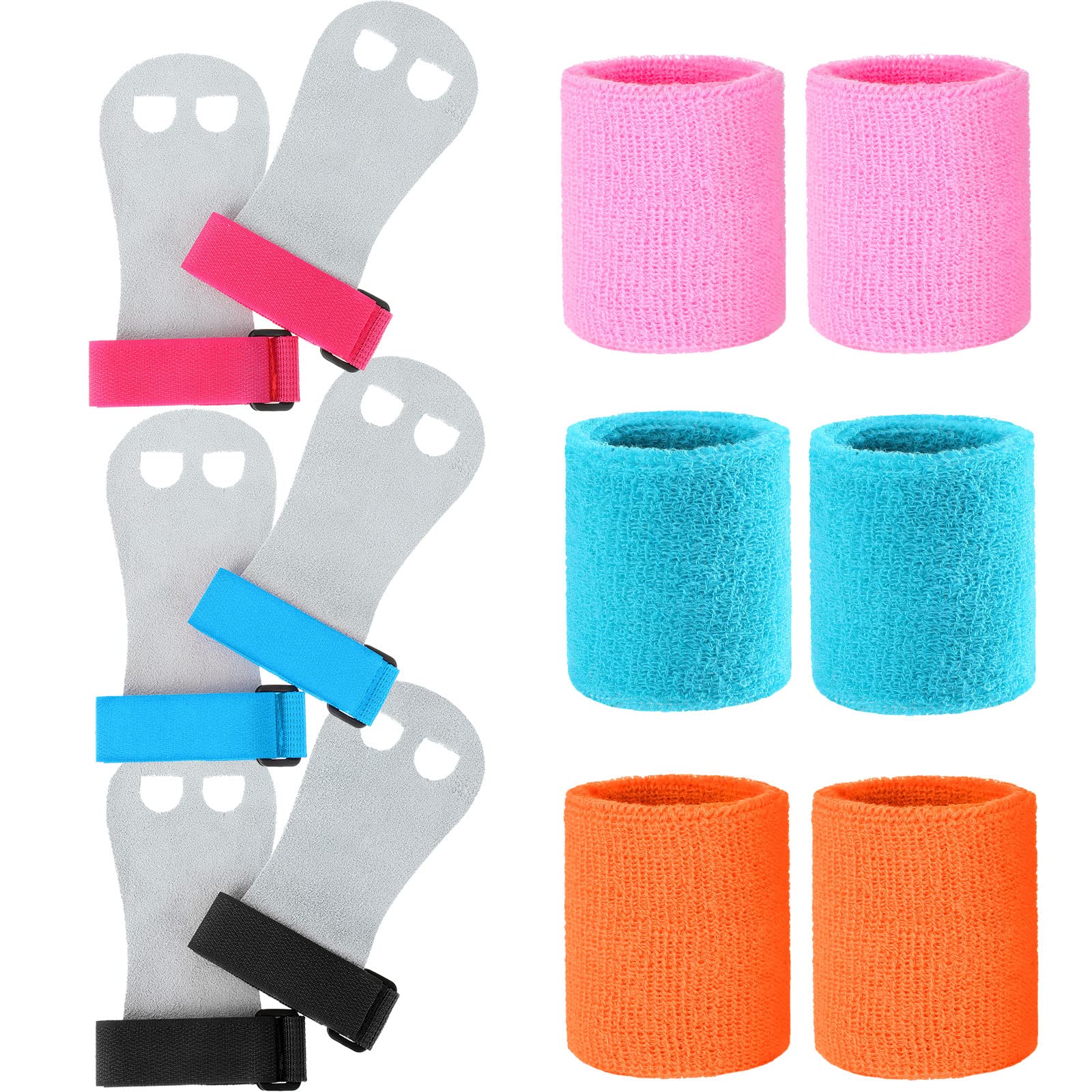 Vinsot 6 Pieces Sports Gymnastics Grips Wristbands Hand Grips Gymnastics Hand Wrist Sweatbands for Youth Girls Kids Sports Football Basketball Running Athletic Sports, 3 Colors