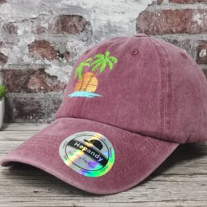 Hepandy Palm Tree Embroidered Burgundy Baseball Caps for Men Women, Outdoor Embroidery Summer Beach Trucker Hat Dad Hats