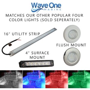 Wave One Marine | Flush Mount 3" RGBW Internal Driver LED Courtesy Boat Light | RV Accent | Interior Exterior Deck Transom Cockpit T Top | Waterproof IP67 (White Bezel)