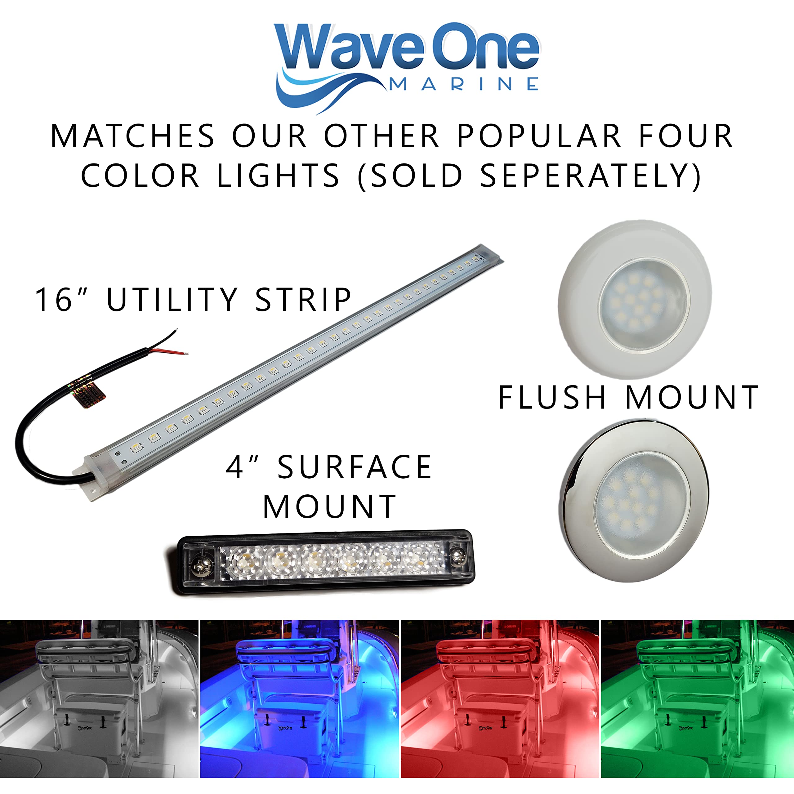 Wave One Marine | Flush Mount 3" RGBW Internal Driver LED Courtesy Boat Light | RV Accent | Interior Exterior Deck Transom Cockpit T Top | Waterproof IP67 (White Bezel)