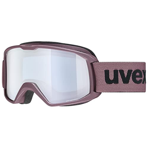 uvex mirrored anti-fog OTG ski & snowboard goggles with UV protection for women & men, elemnt FM, antique rose mat/silver-blue