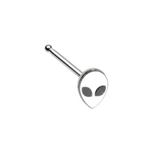 covet jewelry alien head nose stud ring (black)