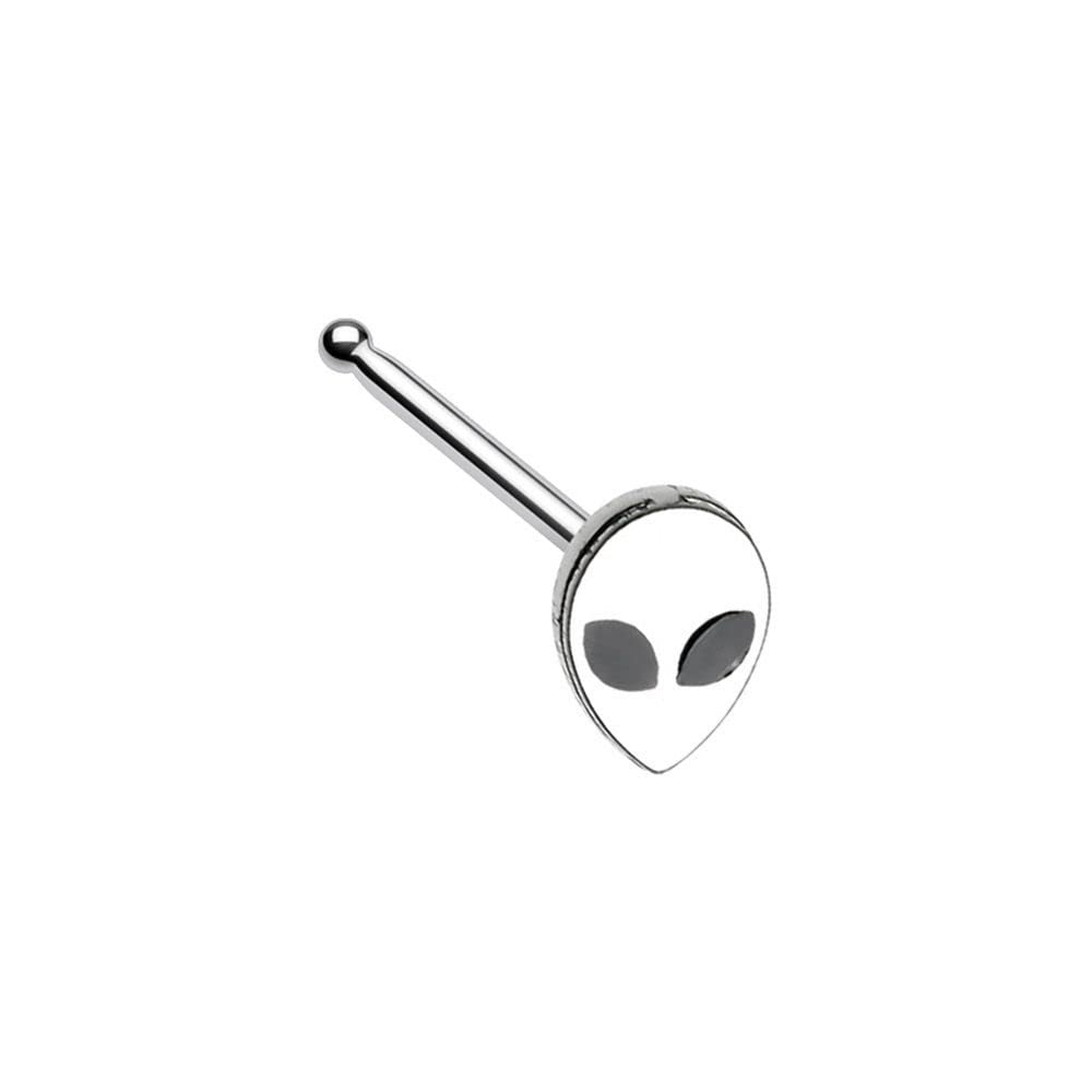 Covet Jewelry Alien Head Nose Stud Ring (Black)