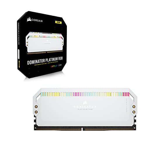 CORSAIR DOMINATOR PLATINUM RGB DDR5 RAM 32GB (2x16GB) 5600MHz C36-36-36-76 1.25V Intel Optimized Computer Memory(iCUE Compatible,Fast Performance, Patented DHX Cooling, Intel® XMP 3.0 Profiles) White