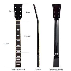 Electric Guitar Neck Paddle Head Unfinished Parts Replacement (Black with trapezoid inlays)