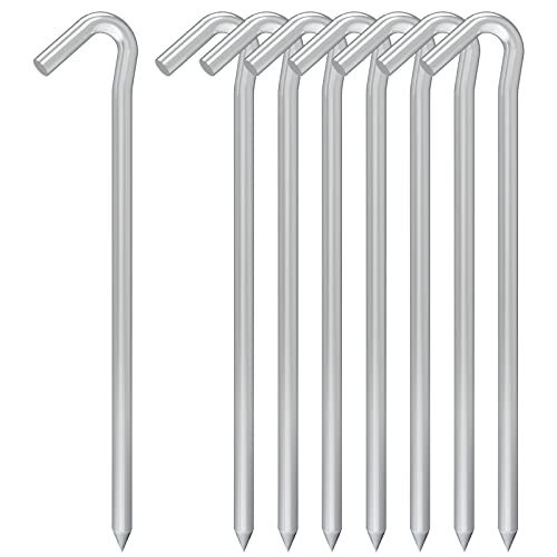 9 Inches 8 Pack Heavy Duty Tent Stakes, Metal Ground Stakes for Camping, Garden or Inflatable, Galvanized Steel Pegs for Yard and Outdoor Decorations