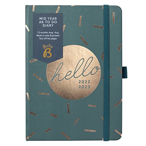 Busy B Mid Year A6 To Do Diary August 2022 - August 2023 - Sprinkle Week to View A6 Diary with Notes, Pen Holder and Tear-Out Lists