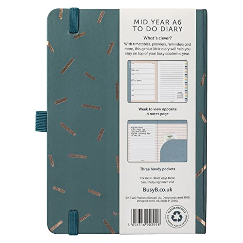 Busy B Mid Year A6 To Do Diary August 2022 - August 2023 - Sprinkle Week to View A6 Diary with Notes, Pen Holder and Tear-Out Lists