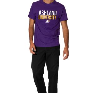 Ashland University Official Stacked Short Sleeve Mens Cotton T-Shirt,Purple, Large