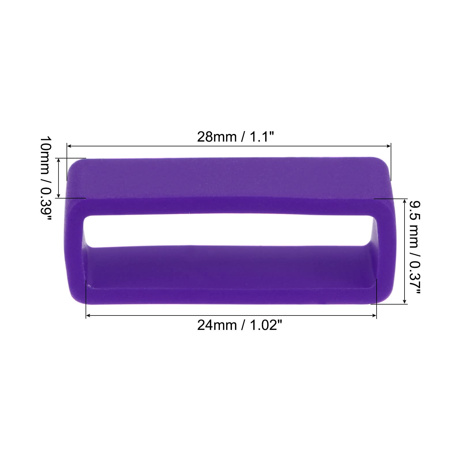 uxcell Watch Band Strap Loops, Rubber Replacement Fastener Rings Silicone Watch Holder Keeper for 24mm Width Watch Band, Purple 4 Pcs