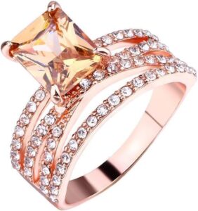 sukkccno 3pcs rose gold plated sparkling women fashion 925 silver natural morganite ring wedding jewelry rings set three-in-one (6)