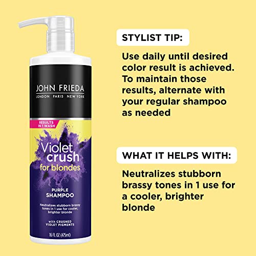 John Frieda Violet Crush Purple Shampoo for Blonde Hair, 16 Fl Oz