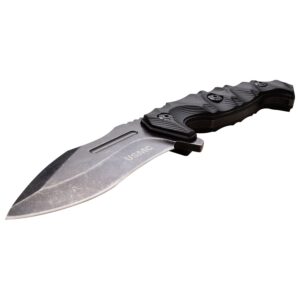 USMC - Fixed Blade Knife - Stonewashed Finish Stainless Steel Blade - Nylon Fiber Handle, Full Tang, includes MOLLE Compatible Sheath - M-FIX001SW - US Marine, Tactical, Special Ops