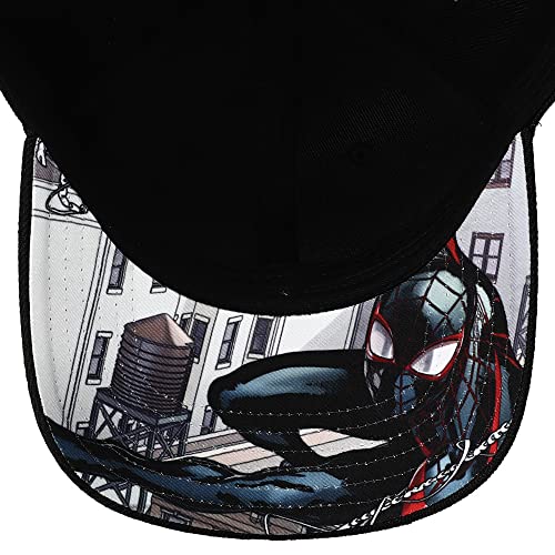 Marvel Comic Book Spiderman Miles Morales Mask Black Snapback Hat