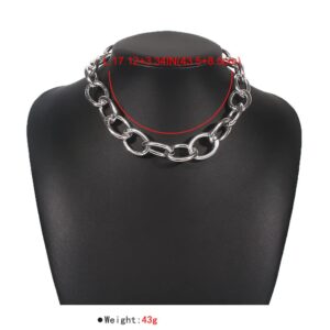 Jumwrit Punk Chain Choker Necklace Chunky Curb Link Chain Necklace Dainty Silver Necklace Accessories for Women Girls