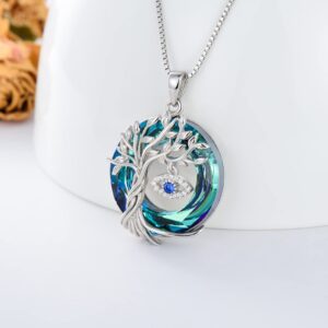 TOUPOP Evil Eye Necklace Luck Blue Evil Eye Protection Pendant with Circle Crystal S925 Sterling Silver Jewelry For Her Women Teens Girls Valentine's Day Mother's day gift