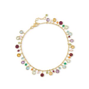 Ross-Simons 13.50 ct. t.w. Multi-Gemstone Anklet in 18kt Gold Over Sterling. 9 inches