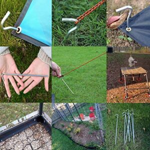 9 Inches 8 Pack Heavy Duty Tent Stakes, Metal Ground Stakes for Camping, Garden or Inflatable, Galvanized Steel Pegs for Yard and Outdoor Decorations