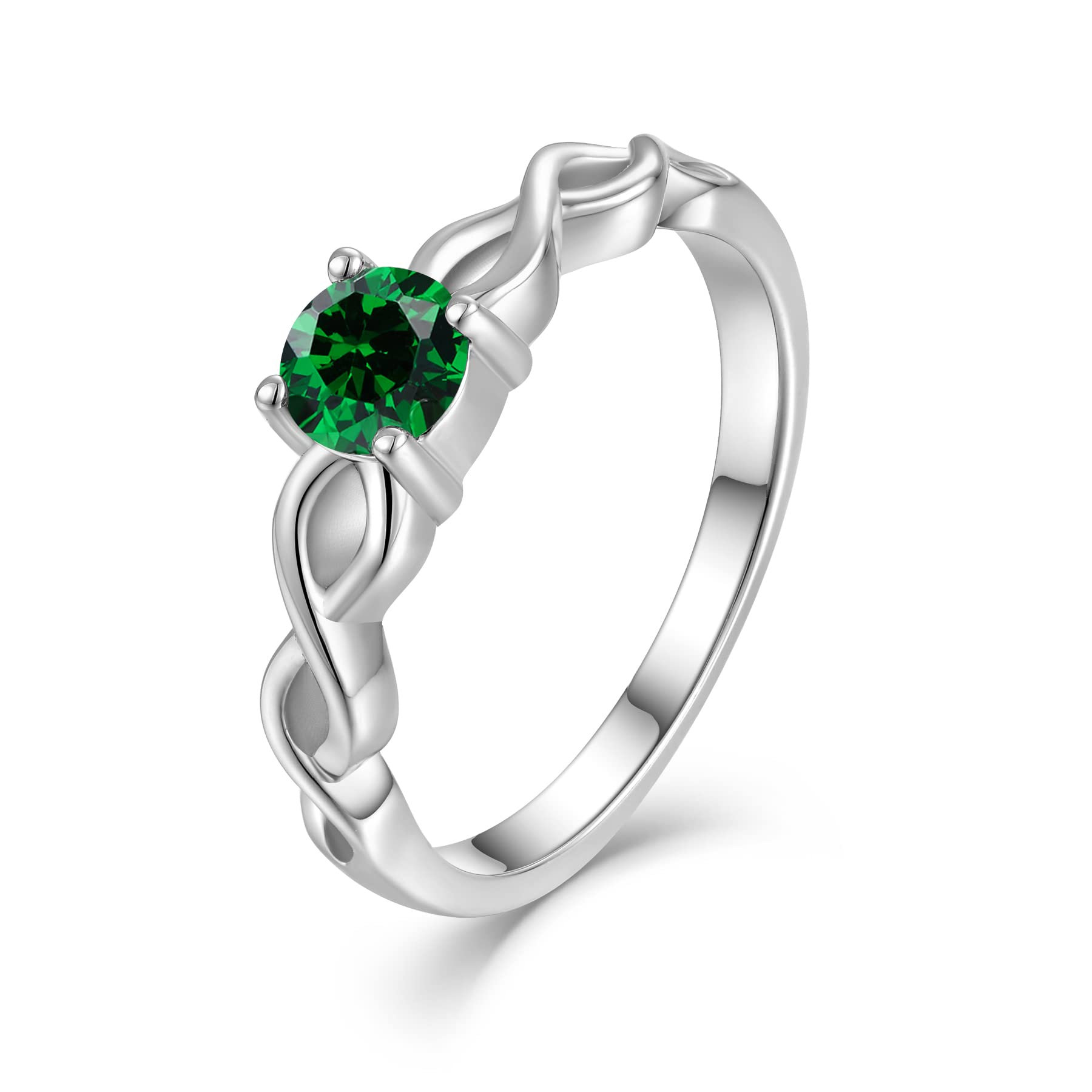 STARCHENIE Infinity Promise Rings for Her Sterling Silver Cubic Zirconia Wedding Engagement Rings size 7 May Birthstone Emerald Color