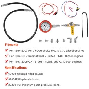 Camoo Hpop Test Tool High Pressure & Air Leak Test Gauge Tool Kit for 1994-2007 Ford 6.0L & 7.3L Powerstroke F250 F350 Dual Purpose Test Tool