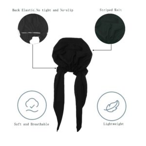 ZLYC Chemo Headwear Pre Tied Head Scarf Headwraps Lightweight Turban Beanie Cap for Women (Solid Black)