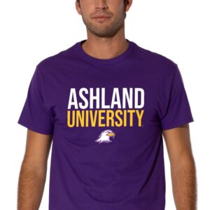 Ashland University Official Stacked Short Sleeve Mens Cotton T-Shirt,Purple, Large