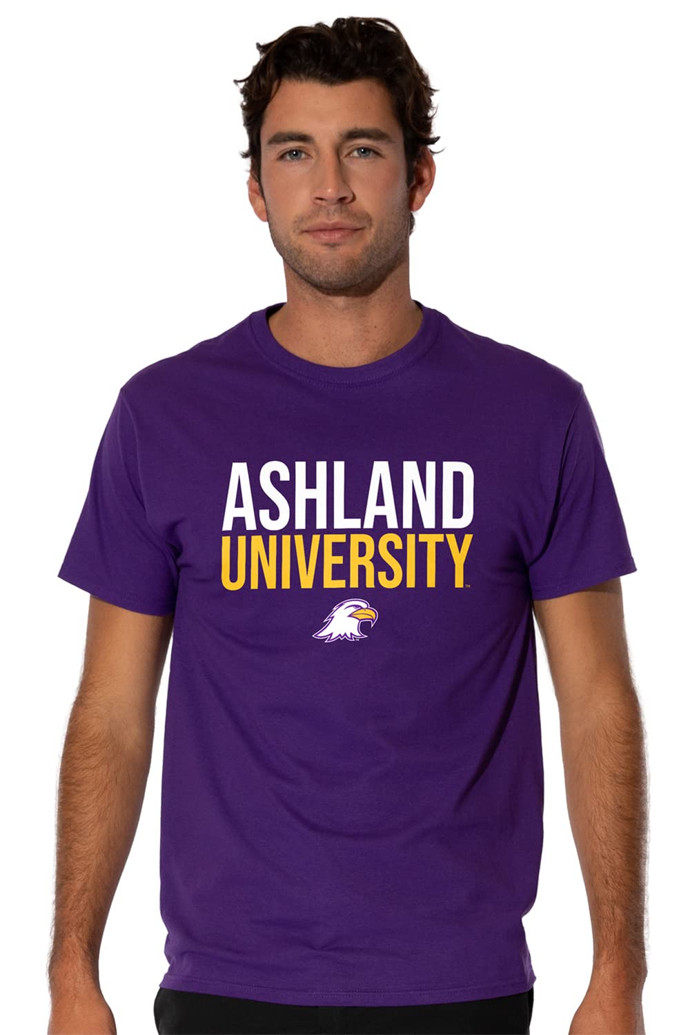 Ashland University Official Stacked Short Sleeve Mens Cotton T-Shirt,Purple, Large