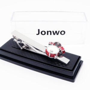 Jonwo Men Tie Clip Drum Kits Tie Bar for Gentleman Metal Silver Tone Regular Necktie Tie Bar Clip for Music Fans Anniversary (Drum Kit Tie Clip)