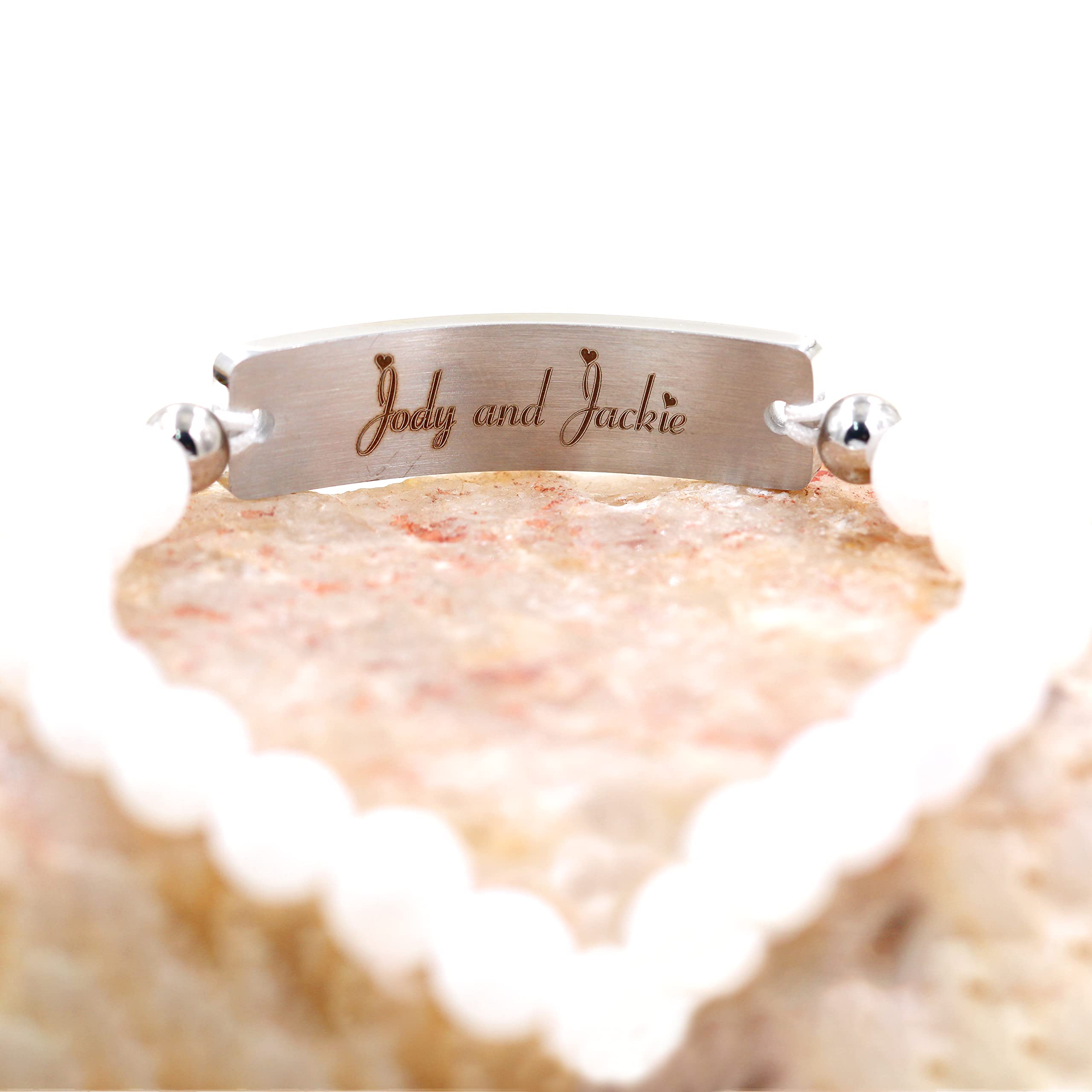 Personalized Agate Beads Bracelet for Women, Custom Name Bracelets Engraved Promise Words Relationship Bracelets for Her Birthday Anniversary Customized Gift Y1435