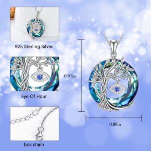 TOUPOP Evil Eye Necklace Luck Blue Evil Eye Protection Pendant with Circle Crystal S925 Sterling Silver Jewelry For Her Women Teens Girls Valentine's Day Mother's day gift