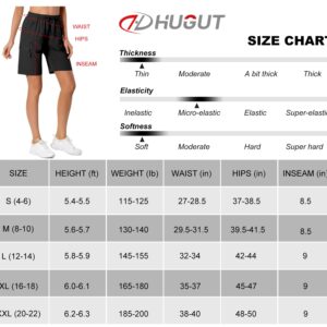 Women's Lightweight Hiking Cargo Shorts Quick Dry Athletic Shorts for Camping Travel Golf with Zipper Pockets Water Resistant Black