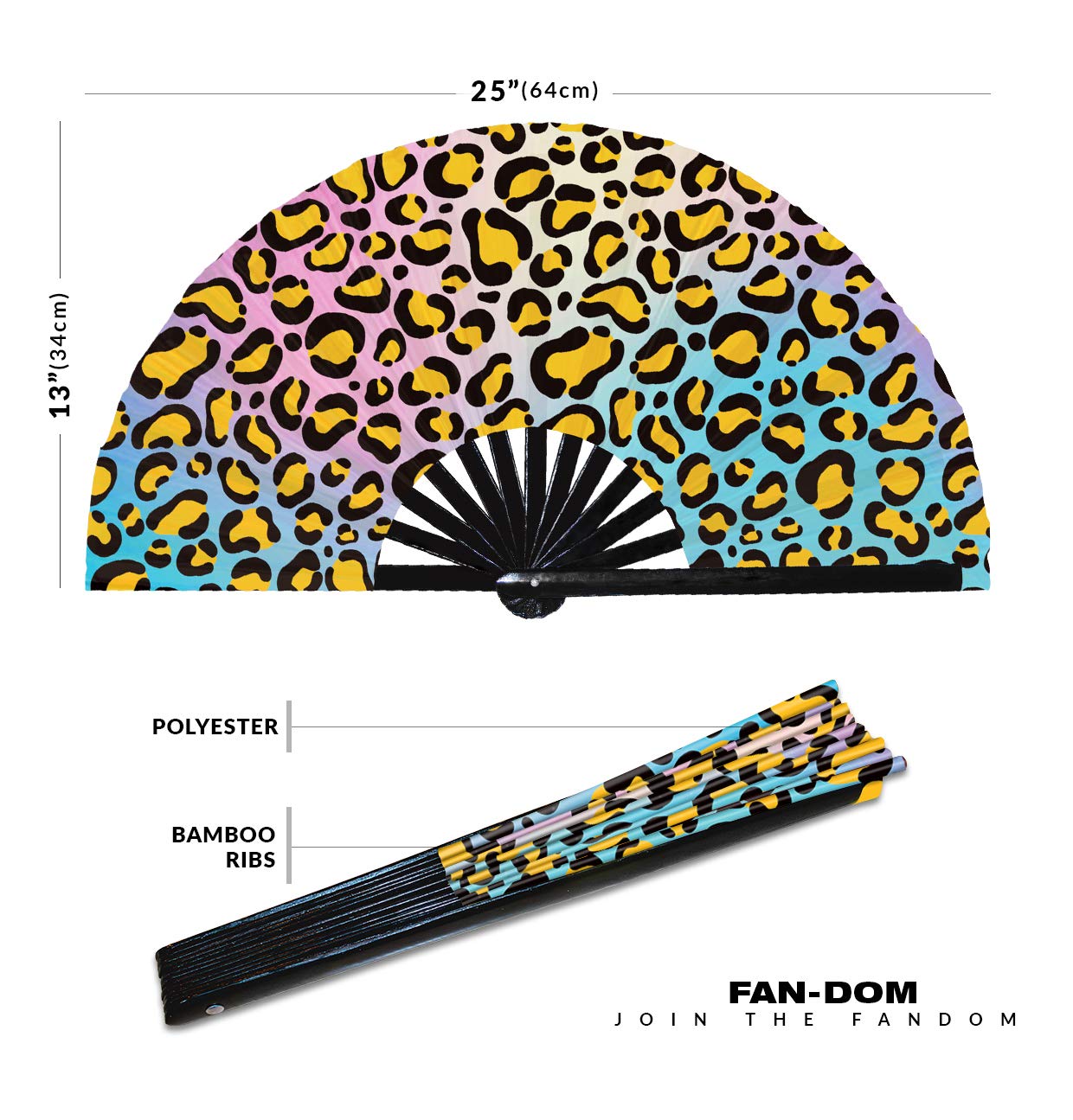 Leopard Print Pattern UV Glow Foldable Hand Fan Leopard Fur Print Patterns Handheld Fan Animal Leopard Print Fan for Animal Print Lovers (Style 8)